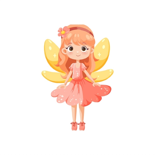 Peach Fairy with Golden Wings Transparent Sticker